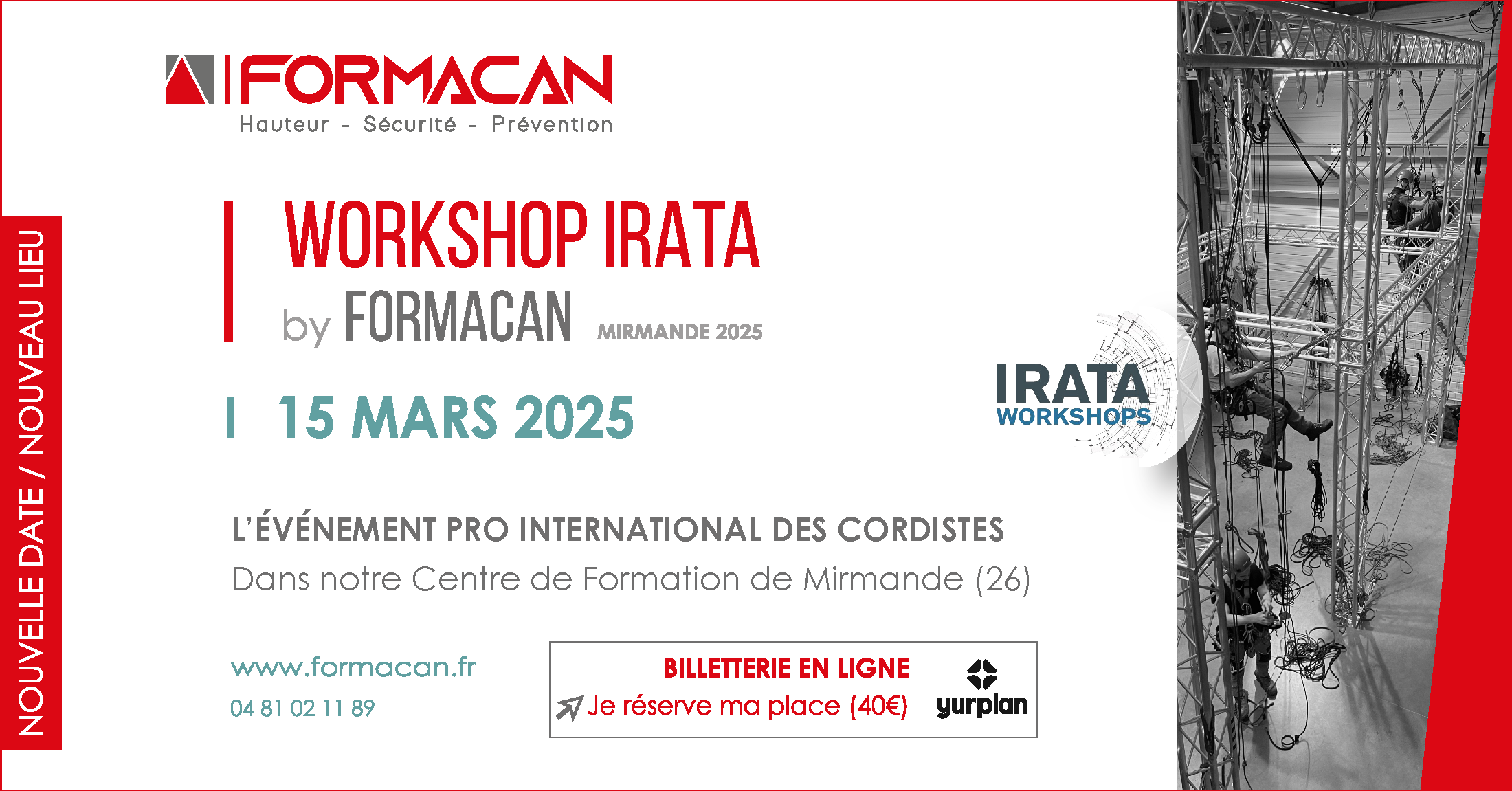 Lire la suite à propos de l’article WORKSHOP IRATA BY FORMACAN PARIS 2024